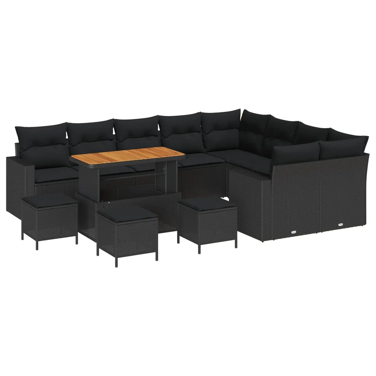 Garden Sofa Set 14 Pieces Modular Outdoor Seating Black