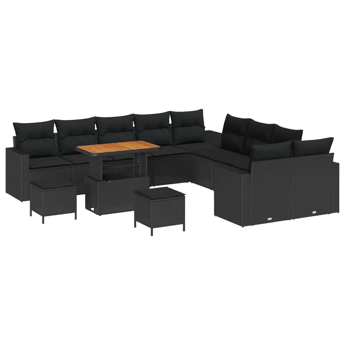 Modular Garden Sofa Set Outdoor Seating 17 Piece Poly Rattan Black with Cushions