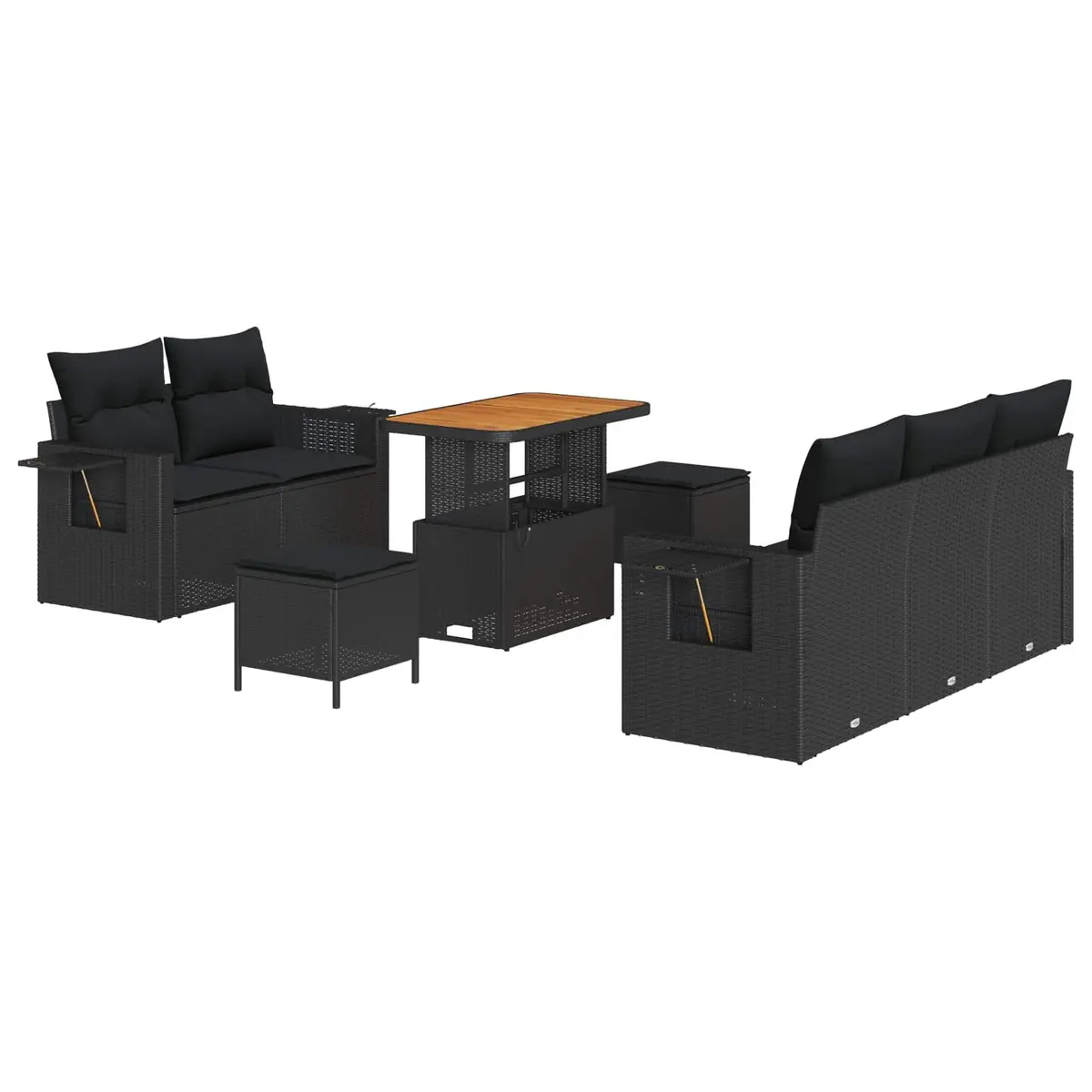 10 Piece Modular Sofa Set for Outdoor Garden Black Poly Rattan with Cushions