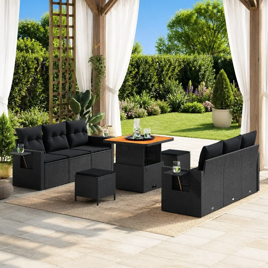Modular Garden Sofa Set 9 Piece Outdoor Lounge Seating for Garden and Terrace
