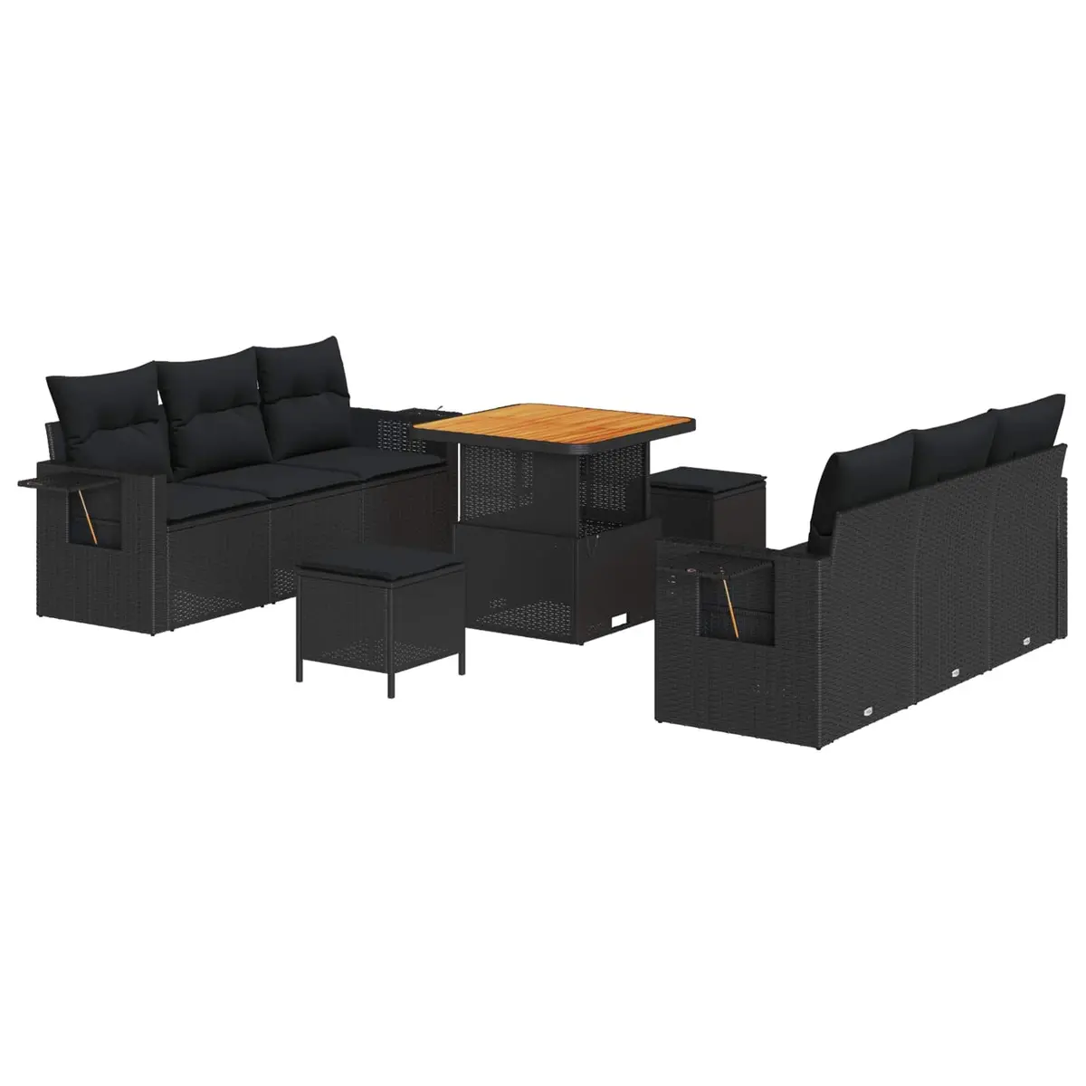 Modular Garden Sofa Set 9 Piece Outdoor Lounge Seating for Garden and Terrace