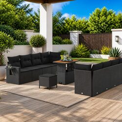 Specifications of 11-Piece Black Modular Garden Sofa Set