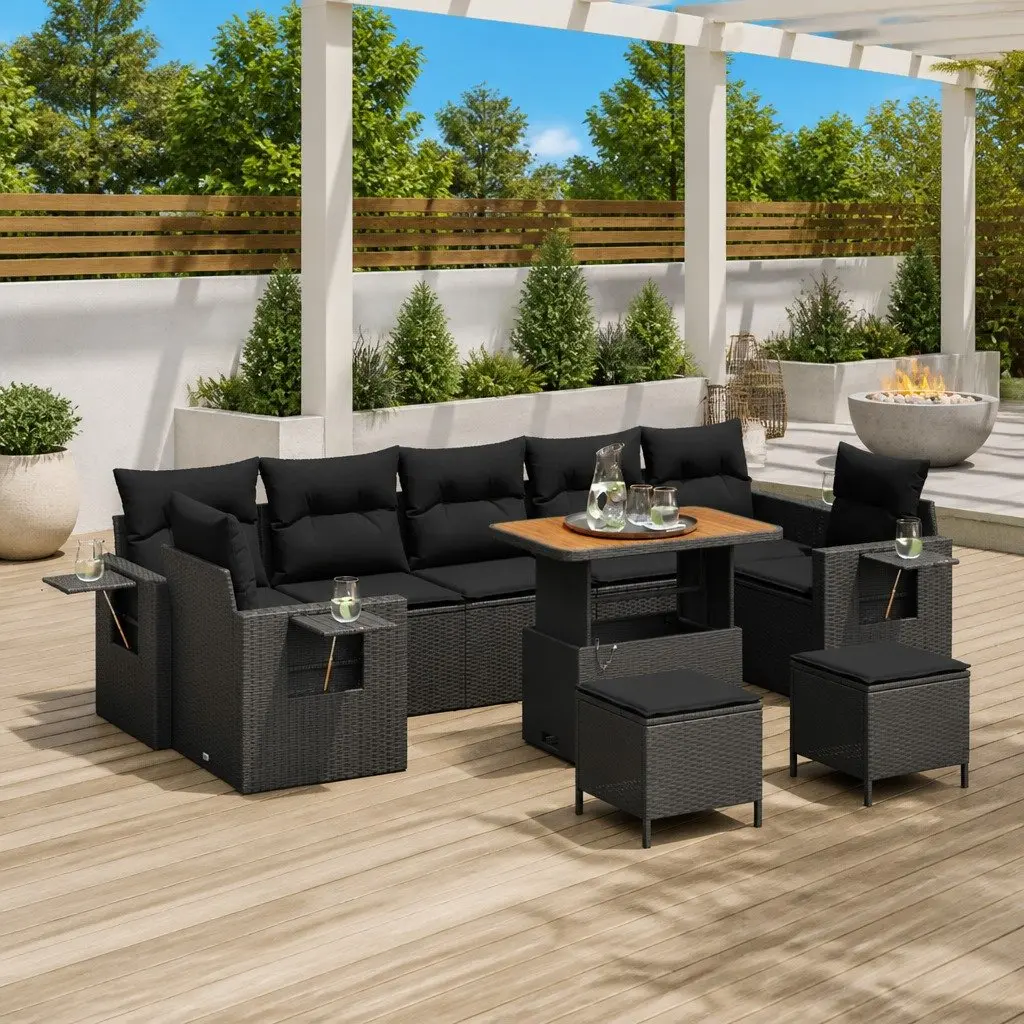 Modular Black Poly Rattan Sofa Set