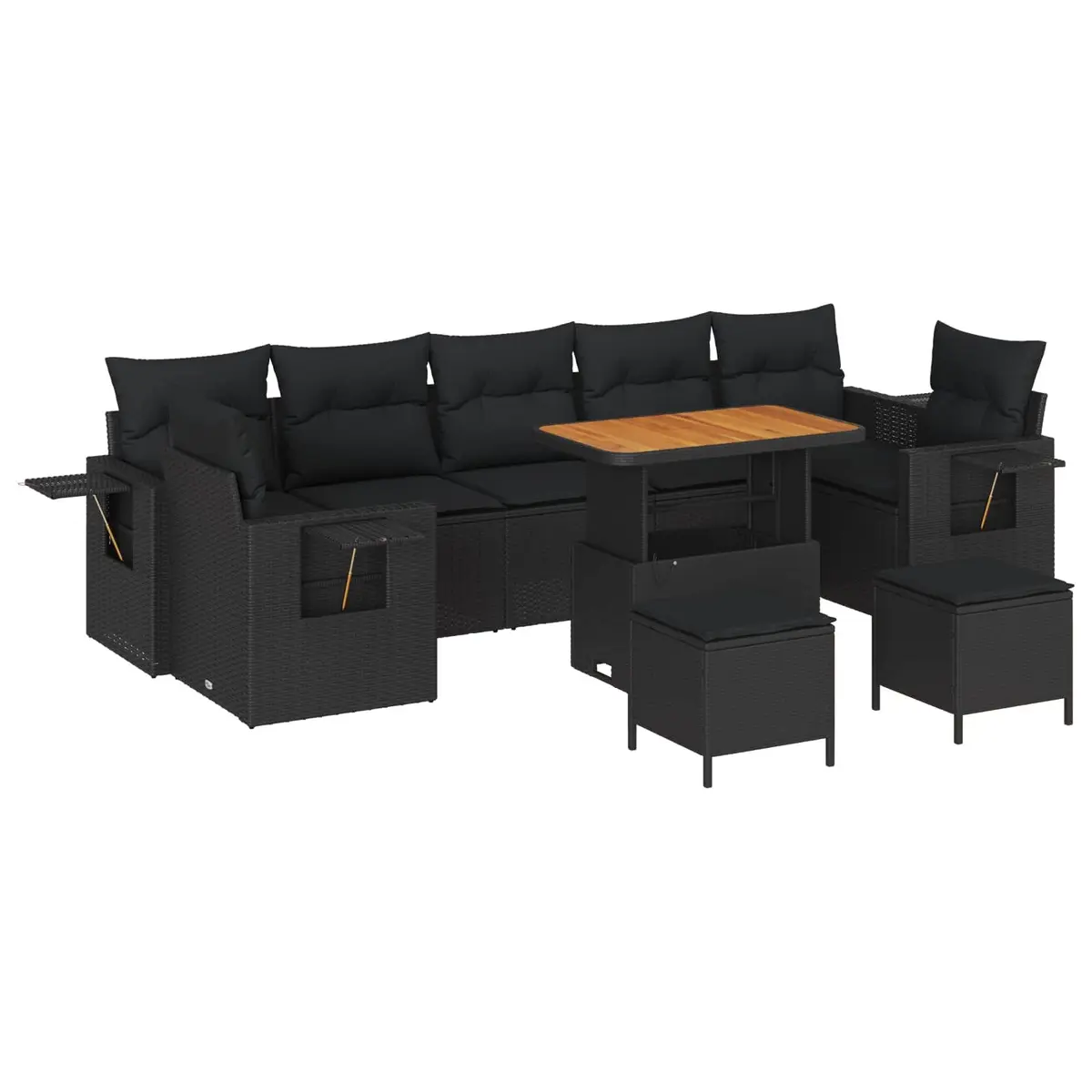 Modular Black Poly Rattan Sofa Set