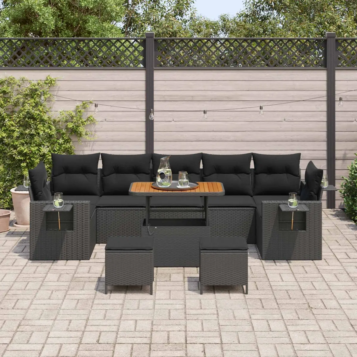 Modular Black Poly Rattan Sofa Set