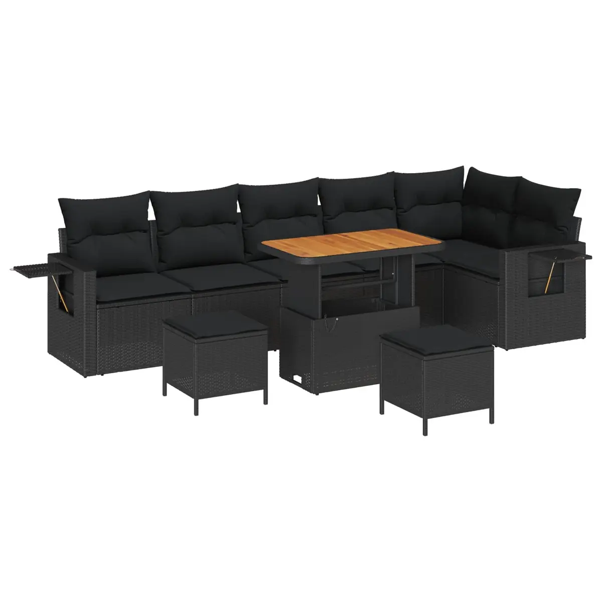 Modular Outdoor Garden Sofa Set 11 Piece Black Poly Rattan for Patio