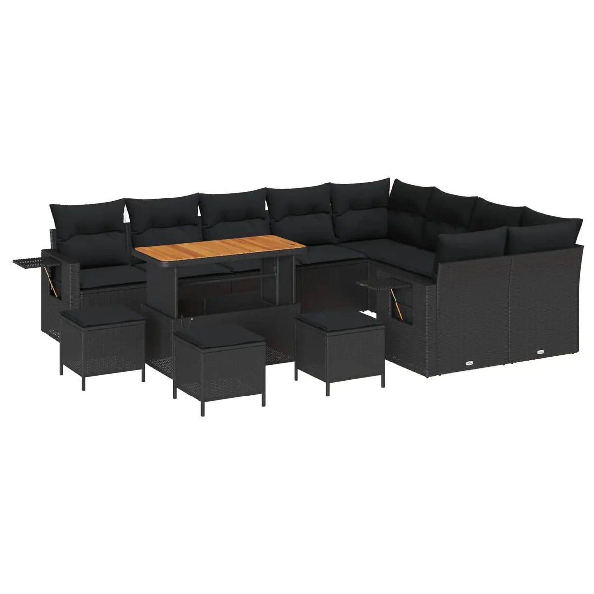 Outdoor Garden Sofa Set 13 Pieces Modular Black Poly Rattan Patio Furniture
