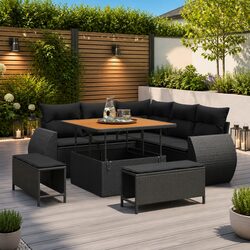 8-Piece Garden Sofa Set: Black Poly Rattan Comfort