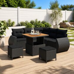 Specifications of 8-Piece Black Modular Garden Sofa Set