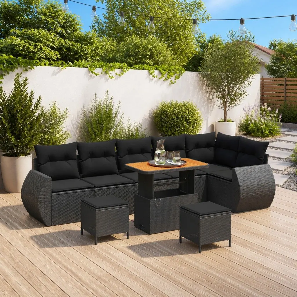 9 Piece Black Modular Sofa Set