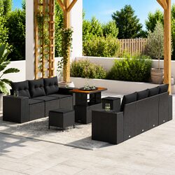 Outdoor Sofa Set Specifications: 10-Piece Modular Black