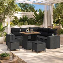 Specifications of the 8-Piece Garden Sofa Set in Black