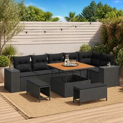 9-Piece Garden Sofa Set: Poly Rattan & Steel Frame
