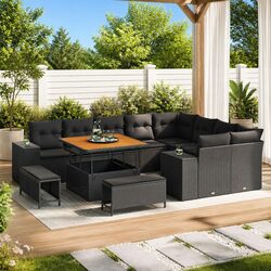 12-Piece Modular Garden Sofa Set with Adjustable Table