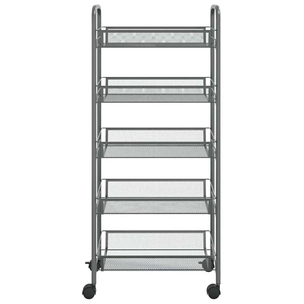 5-Tier Kitchen Trolley Grey Storage Cart Organiser for Kitchen Bathroom Office 46 x 26 x 105 cm