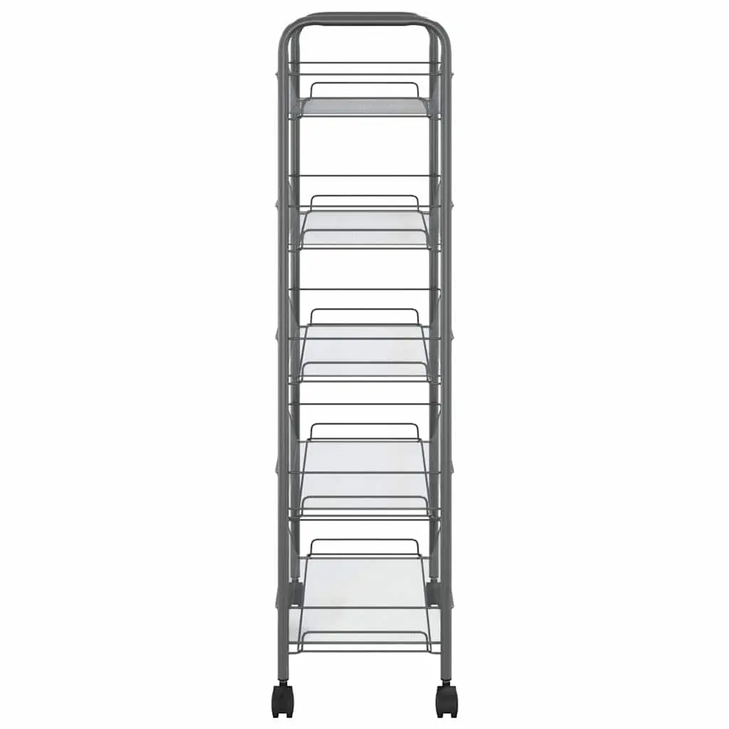 5-Tier Kitchen Trolley Grey Storage Cart Organiser for Kitchen Bathroom Office 46 x 26 x 105 cm