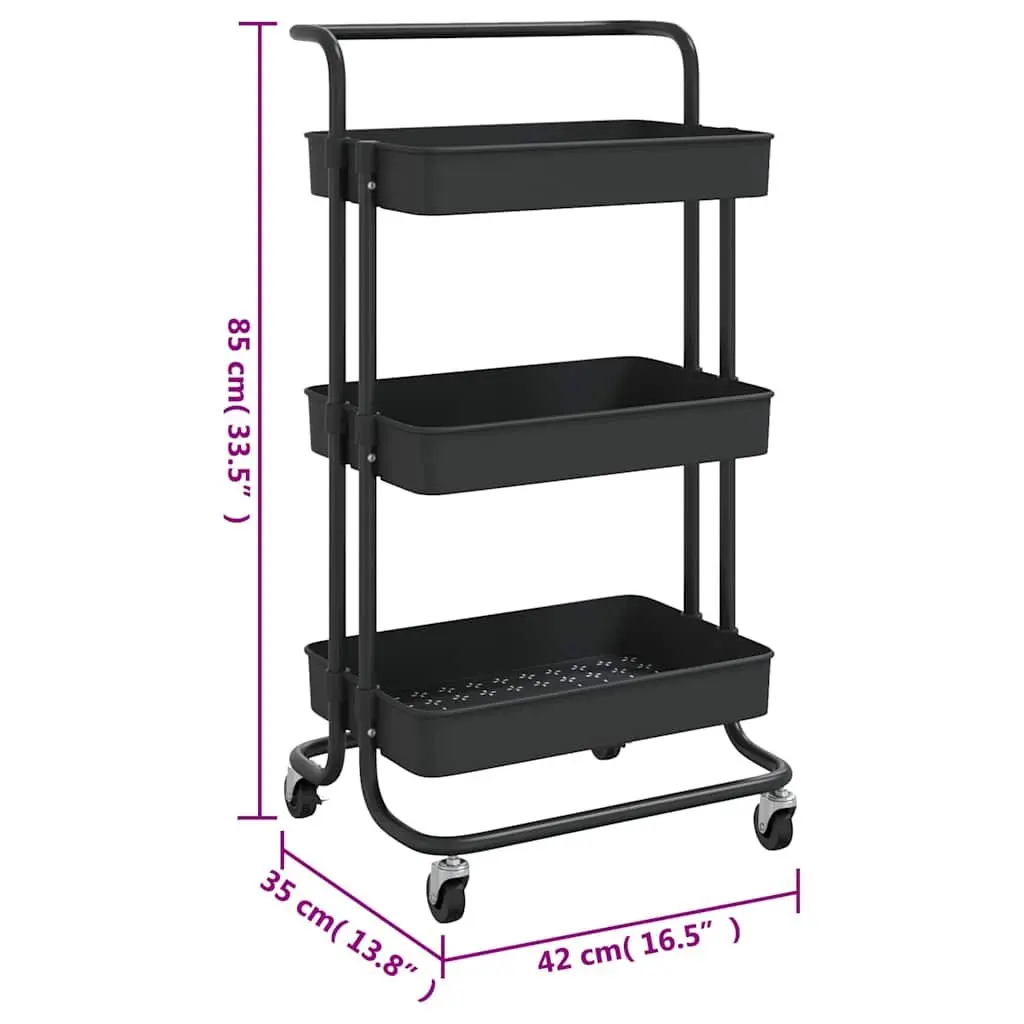 3-Tier Kitchen Trolley with Wheels