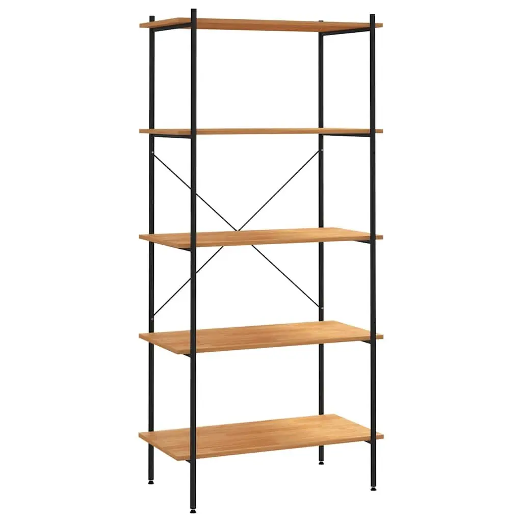 5-Tier Shelving Unit for Office Living Room Garage Black Oak 80cm x 40cm x 163cm