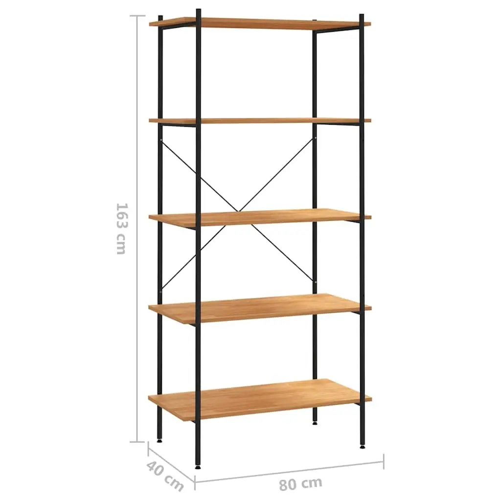 5-Tier Shelving Unit for Office Living Room Garage Black Oak 80cm x 40cm x 163cm