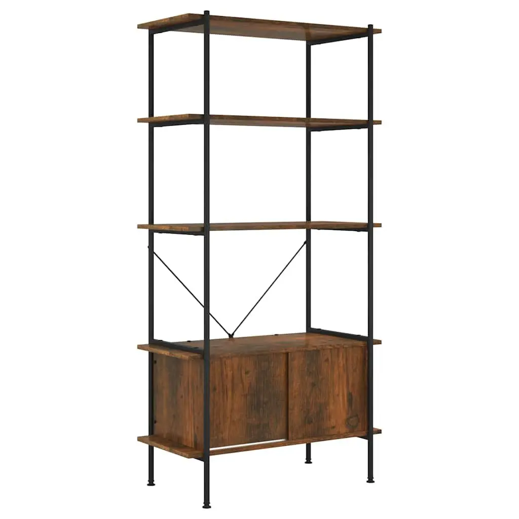 5-Tier Shelving Unit with Cabinet Storage for Home Office Brown