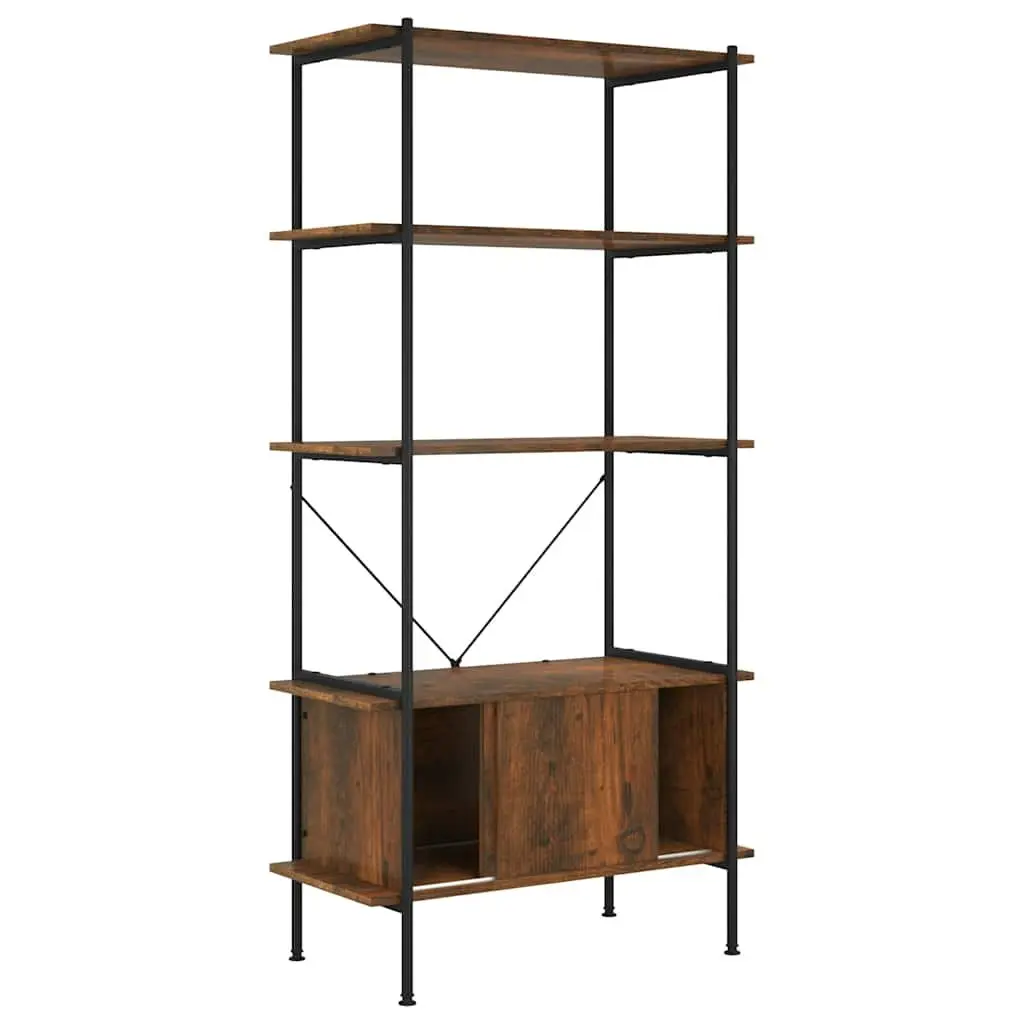 5-Tier Shelving Unit with Cabinet Storage for Home Office Brown