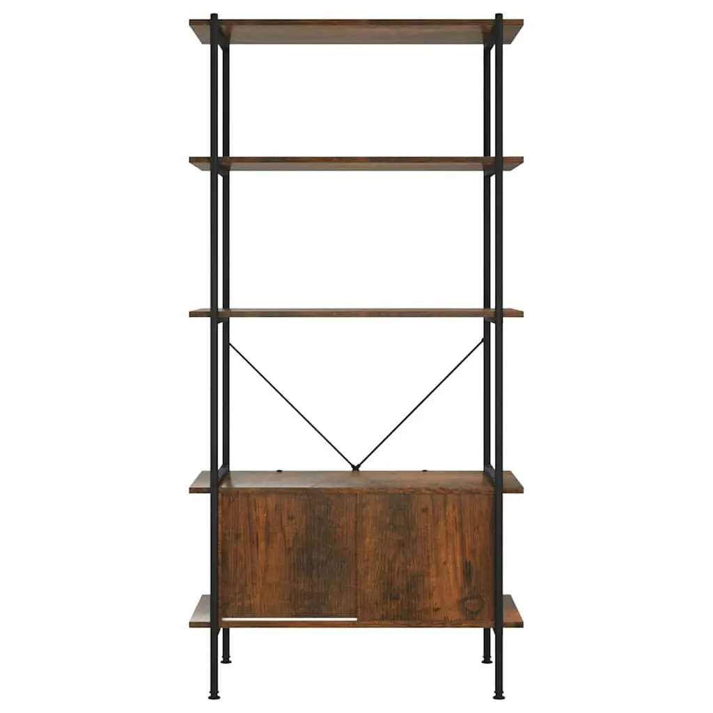 5-Tier Shelving Unit with Cabinet Storage for Home Office Brown
