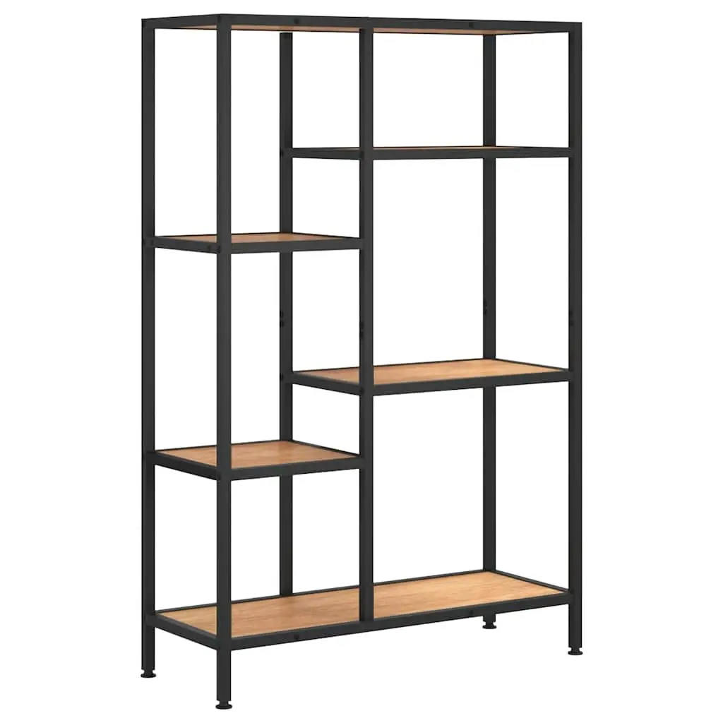 Bookcase Shelving Unit Home Office 80x30x120 cm Steel Frame Brown Storage Organiser Shelf