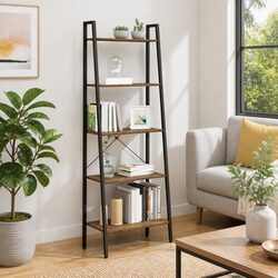 5-Tier Standing Shelf: Dark Brown & Black Design