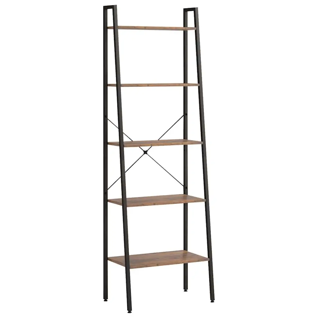 5-Tier Standing Shelf Dark Brown Black Storage Bookcase Home Office Display Rack