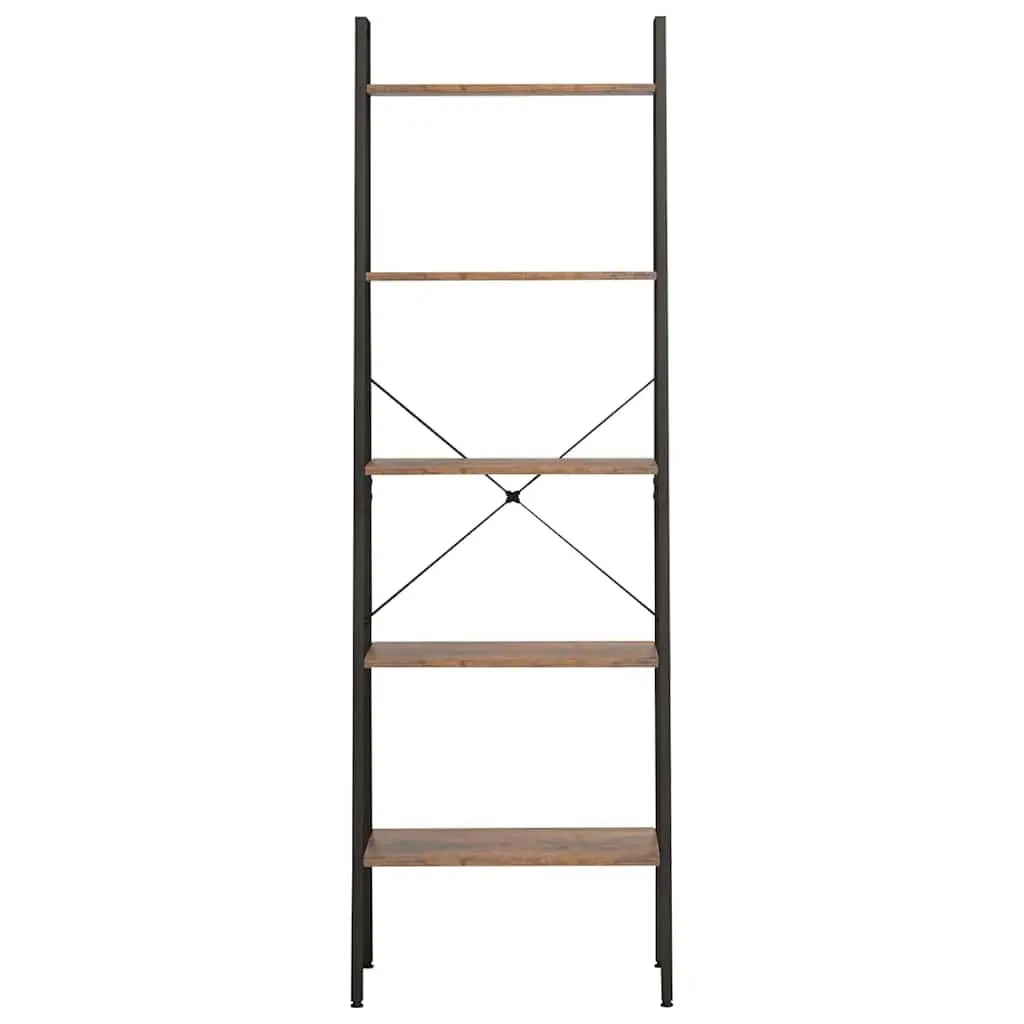 5-Tier Standing Shelf Dark Brown Black Storage Bookcase Home Office Display Rack