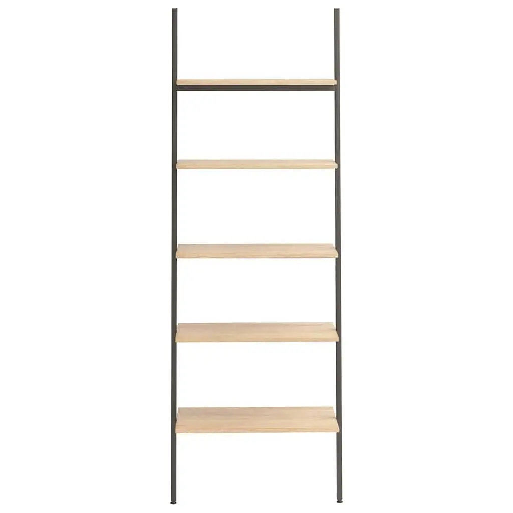 5-Tier Leaning Shelf Storage Bookcase Home Office Display Stand Brown Black
