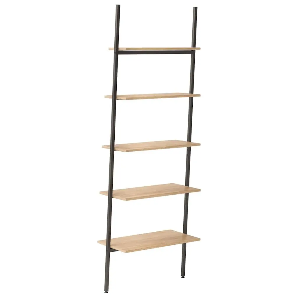 5-Tier Leaning Shelf Storage Bookcase Home Office Display Stand Brown Black