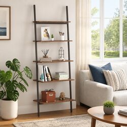 5-Tier Leaning Shelf: 64W x 34D x 185.5H cm Specifications