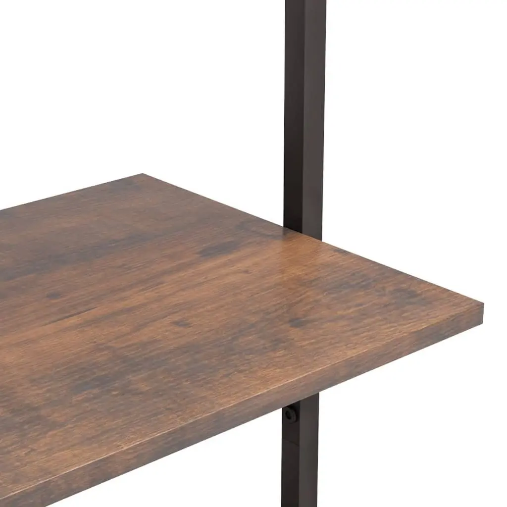 5-Tier Leaning Shelf Dark Brown Black Storage Bookcase Standing Shelves Home
