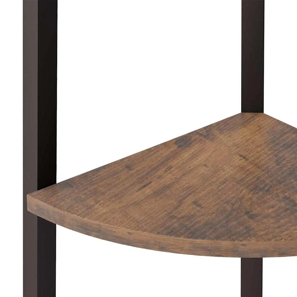 4 Tier Corner Shelf Dark Brown Black Compact Steel Frame for Living Room Bedroom Office Storage 45.5x31.5x150cm