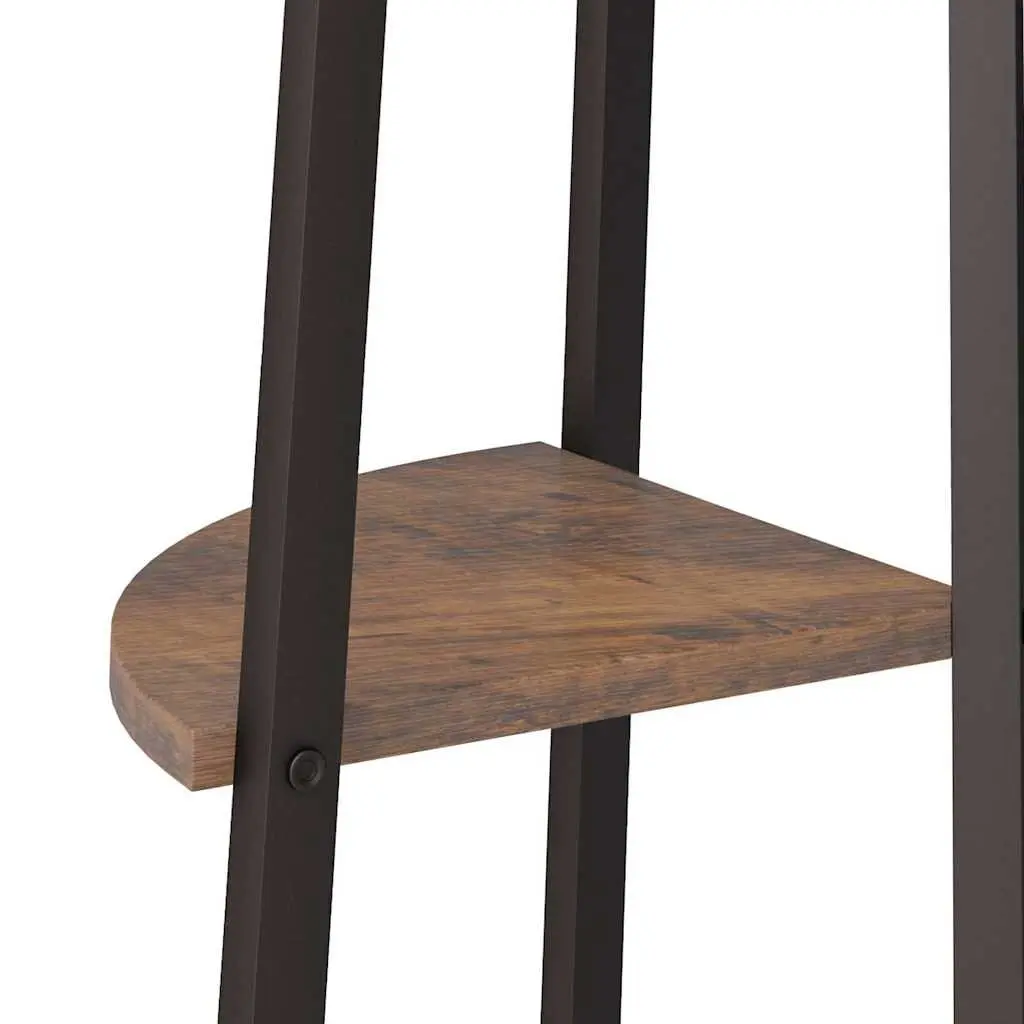 4 Tier Corner Shelf Dark Brown Black Compact Steel Frame for Living Room Bedroom Office Storage 45.5x31.5x150cm