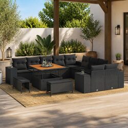 Detailed Specs: 13pcs Black Modular Garden Sofa Set