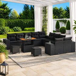 Specifications for 13 Piece Modular Black Patio Sofa Set