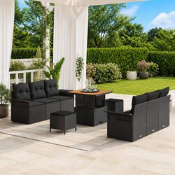 Modular Garden Sofa Set: 9 Pieces with Storage Compartments
