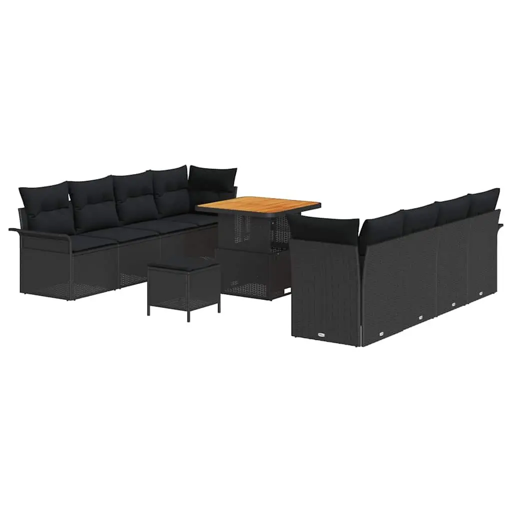 Modular Outdoor Sofa Set Black Cushioned Sectional with Storage for Garden Lounge