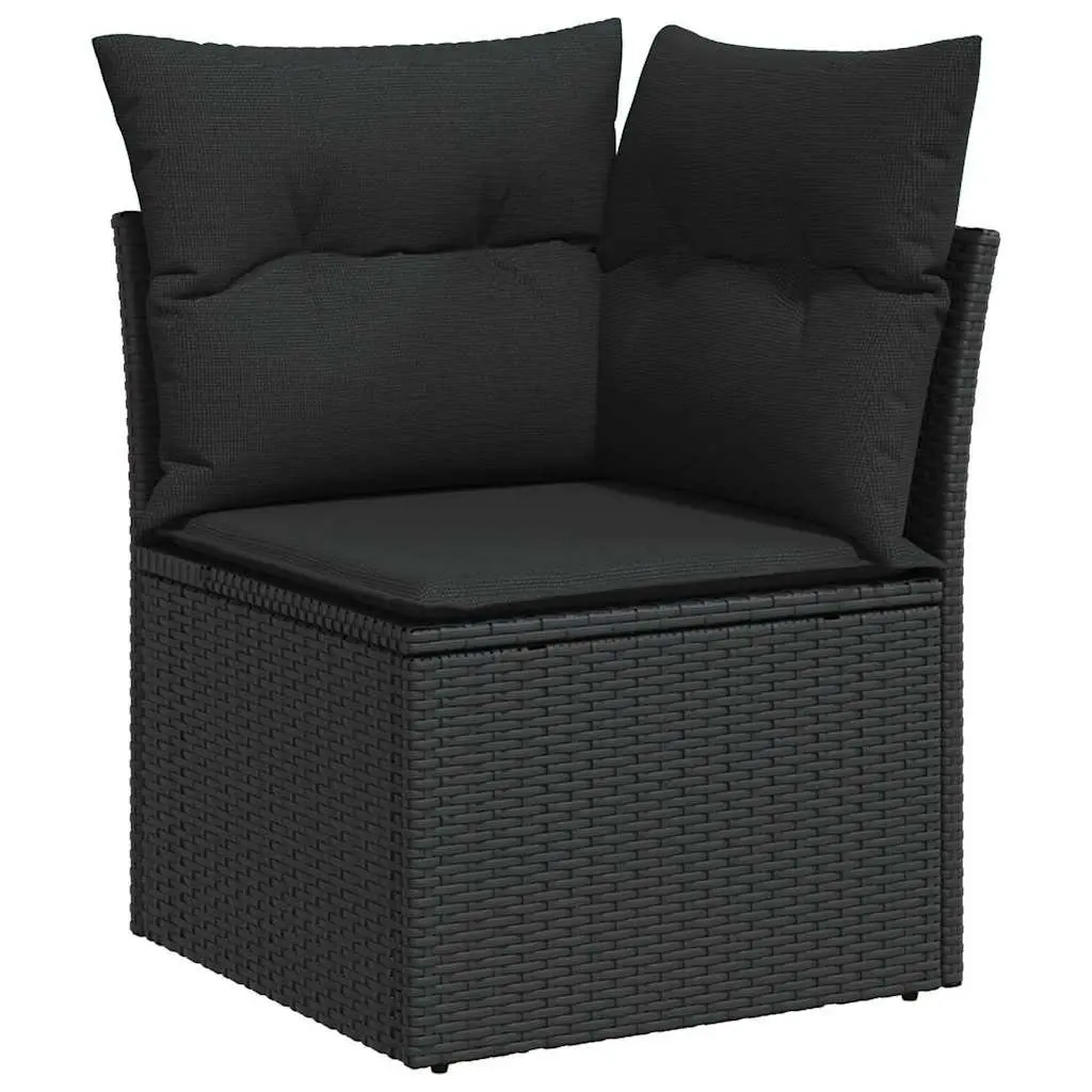 Outdoor Garden Sofa Set with Storage Modular Rattan Furniture Black Seating