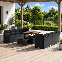 Garden Sofa Set - Dimensions 100x100x71 cm, Black