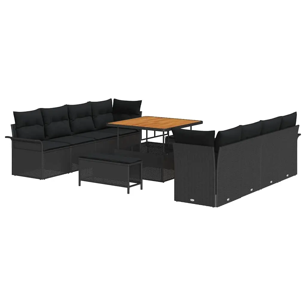 Outdoor Garden Sofa Set Modular Lounging Furniture Black 100 x 100 x 71 cm