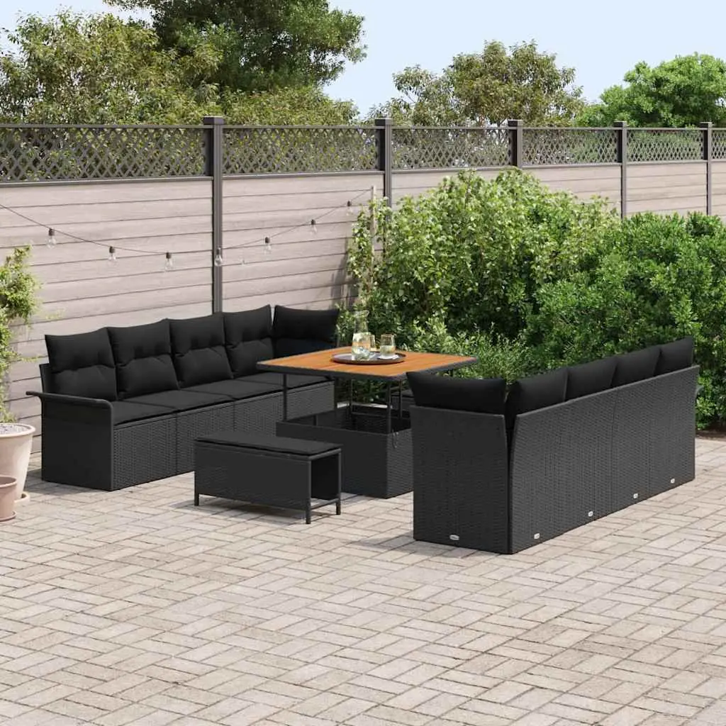Outdoor Garden Sofa Set Modular Lounging Furniture Black 100 x 100 x 71 cm