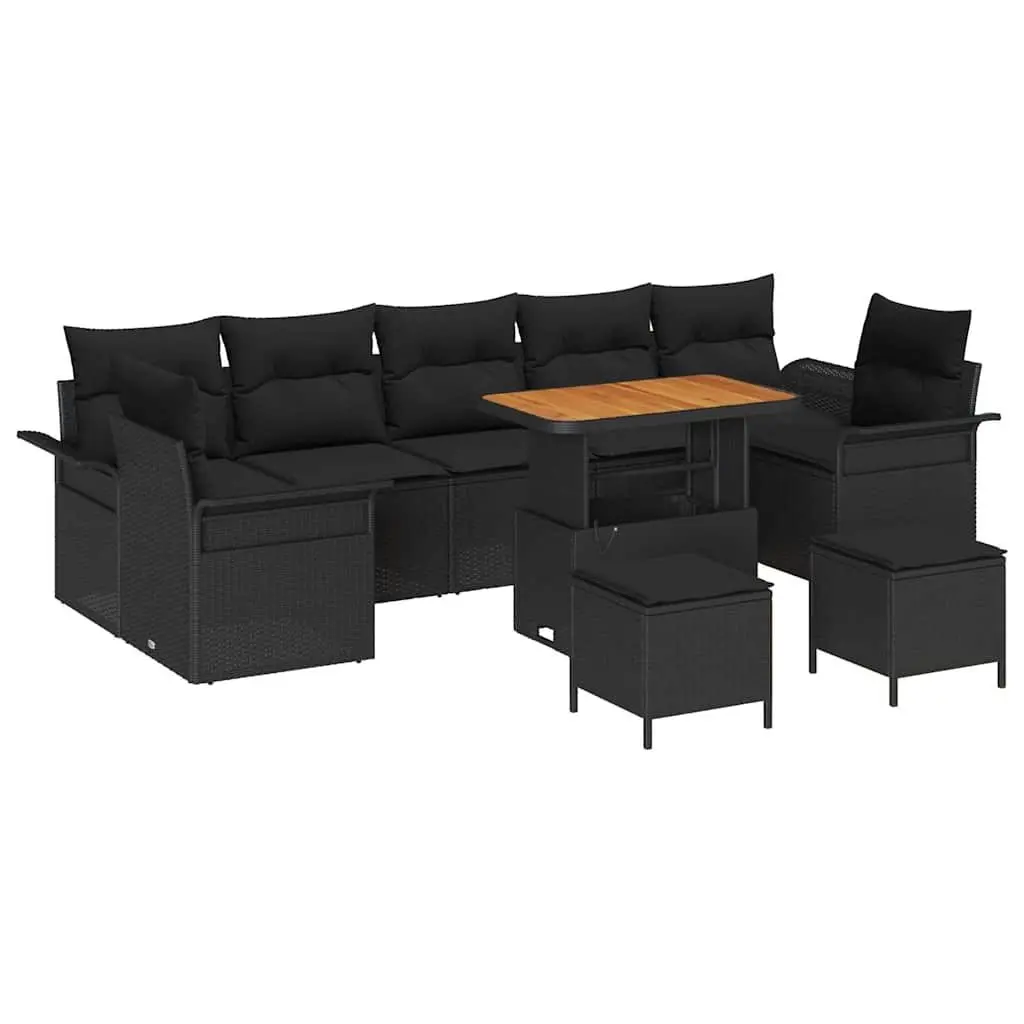 Garden Sofa Set Outdoor Patio Furniture 10 Piece Black Modular Seating