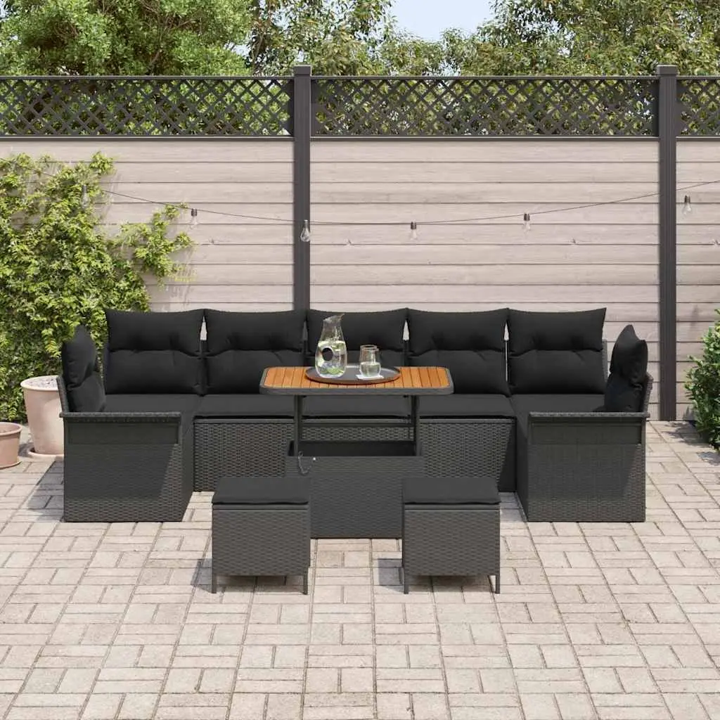 Garden Sofa Set Outdoor Patio Furniture 10 Piece Black Modular Seating