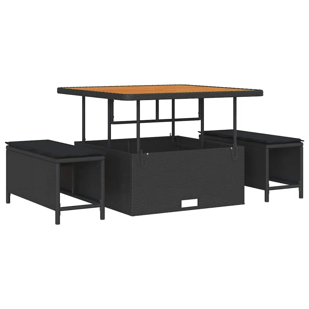 8 Piece Outdoor Modular Garden Sofa Set with Cushions and Storage for Patio Seating Black