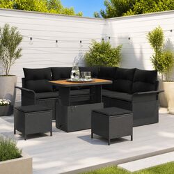 Specifications of 8-Piece Black Rattan Sofa Set