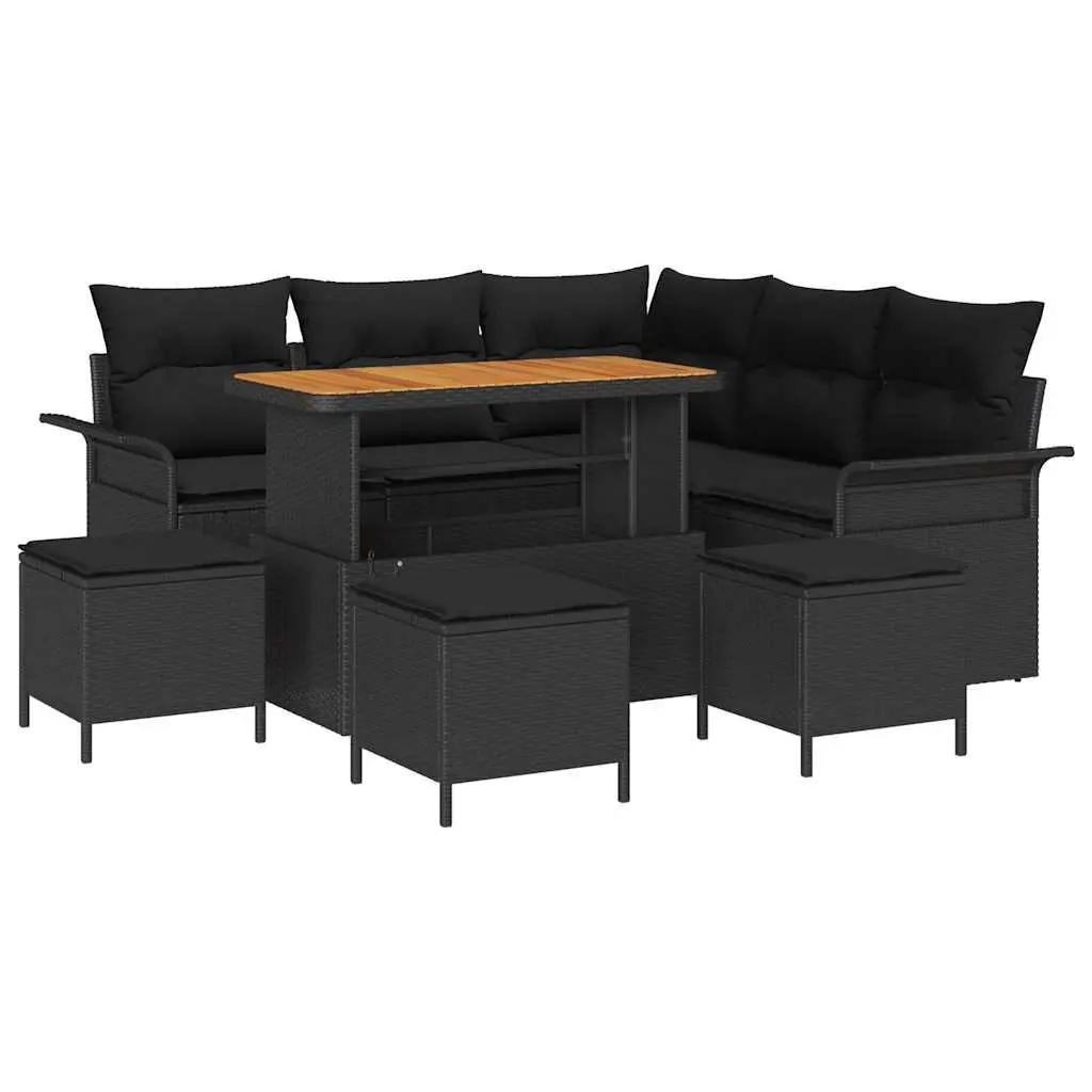 Outdoor Garden Sofa Set 9 Piece Black Patio Seating