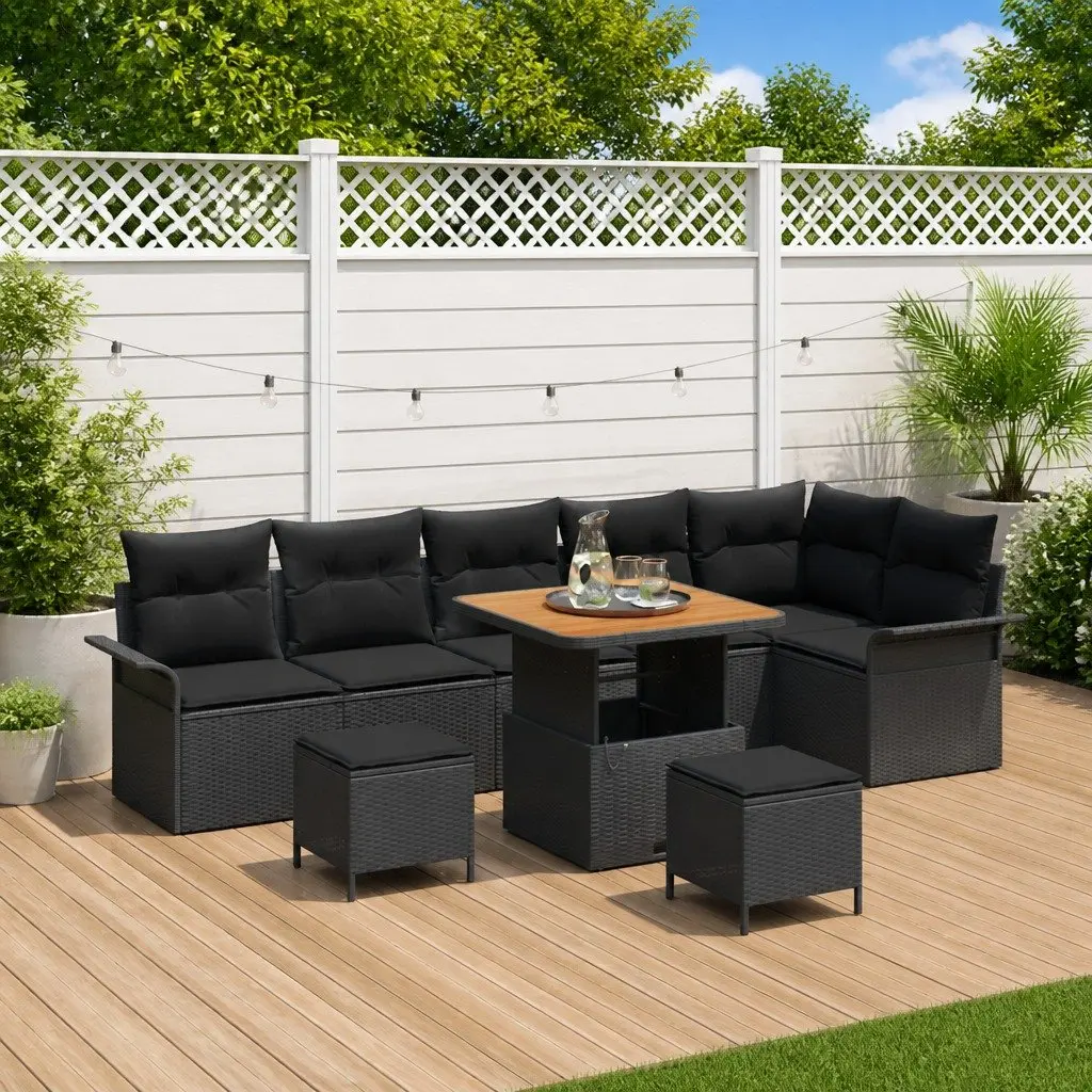 9-Piece Modular Outdoor Sofa Set with Cushions